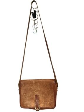 Leather Crossbody Bag Vintage Brown Distressed Adjustable Strap